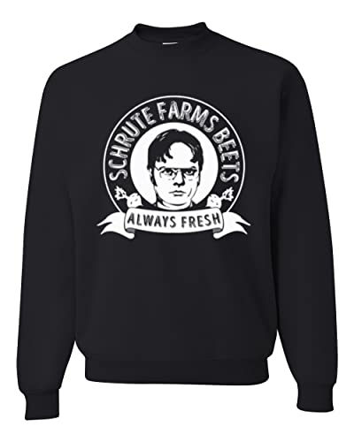 Wild Bobby The Office Inspired Tees for Fans | Beets Paper Farms Pop Culture Unisex Crewneck Graphic Sweatshirt, Black, Large