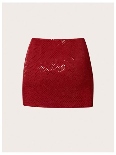 SOLY HUX Women's Sequin Sparkly Skirt High Waisted Ruched Split Hem Going Out Mini Skirts2