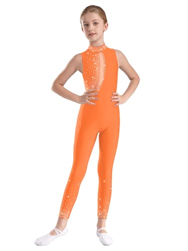 Aislor Maillot De Gimnasia Rítmica Para Niña Mono De Danza Moderna De Malla Transparente Jumpsuit Elástico Disfraz De Bailarina Naranja 9-10 años Aislor Maillot De Gimnasia Rítmica Para Niña Mono De Danza Moderna De Malla Transparente Jumpsuit Elástico Disfraz De Bailarina Naranja 9-10 años