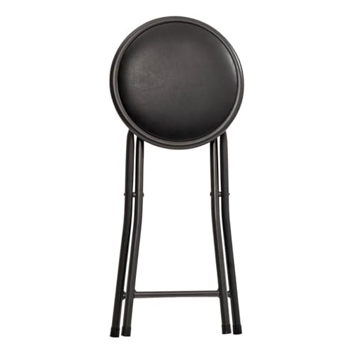 5 five simply smart 5five - Tabouret Pliant Rond Noir - Larges Tubes Solides en Acier - Assise Confortable - Goupille de Blocage - Salon, Cuisine, Chambre – vue 3