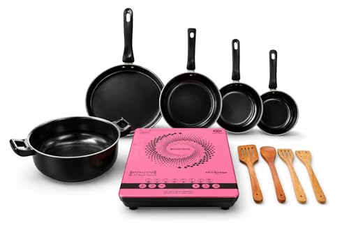 SURYA K STAR 2000 W Induction Cooktop Combo with 1 sauce Pan Free With Electric Induction Stove for Kitchen Portable Single Burner Cook Top with preset Menu Timer &Temperature Control