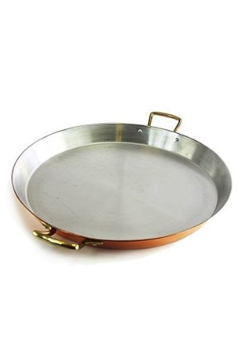 Copper Garden Paella Pfanne 34 cm mit Griffen für 4-6 Personen I Mit Zinn beschichtete Pfanne aus Kupfer zur idealen Wärmeleitung/-verteilung I Platzsparende & langlebige Paellapfannen