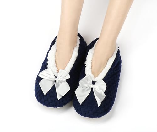 Image of Keyela Women Cozy Warm Slipper Socks, Non Slip Gripper Indoor House Socks | Soft warm cozy fabric, gripper anti-slip bottom for bedroom, lounge and all indoor daily use