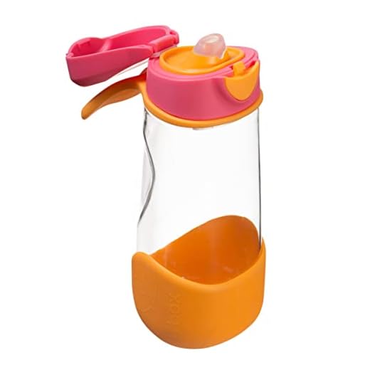 b.box 15oz Sport Spout Bottle: Kids Water Bottle with Durable Tritan. Silicone Spout with Flip Top Lid, Leak Proof, Spill Proof, BPA Free (Strawberry Shake, 15 oz)