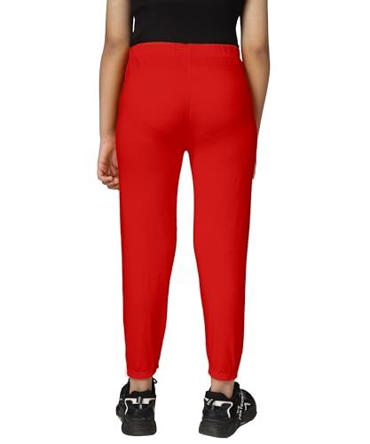 Image of KYDA KIDS Girls Mid Rise 100% Pure Cotton Track Pants | Regular Fit Elastic Waist Casual Wear | Soft Comfortable Kids Trousers (Pack of 2)