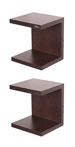 Image of Madhuran Engineered Wood Wall Mounted Books Shelf Set of 2 (Matte,Wenge) Office Living Room Mini Self Furniture
