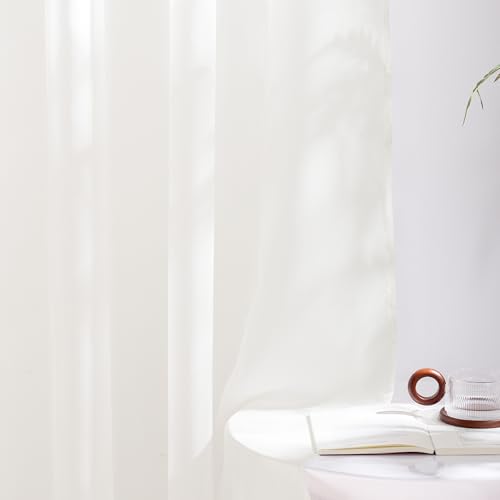 Image of NICETOWN Natural Voile Sheer Bedroom Curtains 84 Inches Long, Grommet Airy & Lightweight Window Treatments Light Filtering for Living Room /Bedroom,W54 x L84, Set of 2