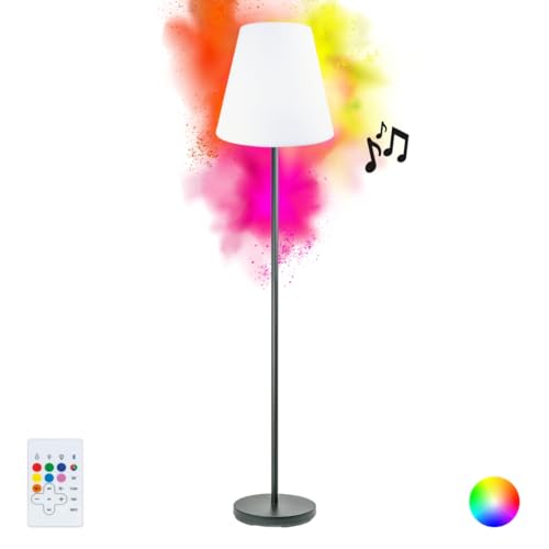 SCHWAIGER 661828 LED Lampada solare da esterno con altoparlante Bluetooth Lampada da terra Music Box Luce da esterno 1,5 m Funzionamento a batteria IP44 Resistente agli spruzzi Wireless Micro-USB