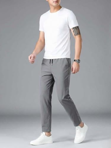 Image of Paralians Men's Regular Fit Solid Pattern Polyester Blend Track Pants with Ankle Length and Drawstring Closure Type |men Track Pants trousers