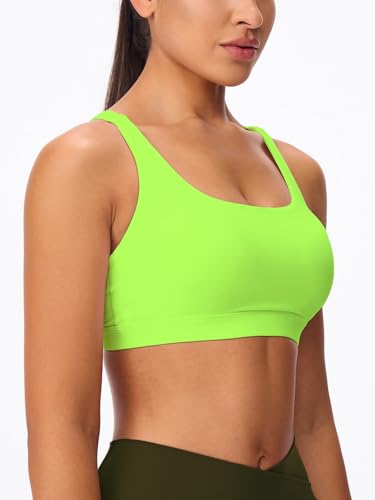 Image of Women's Strappy Sports Bras Light Compression Crop Criss Cross Back Padded Workout Yoga Bra Supportive U Neckline