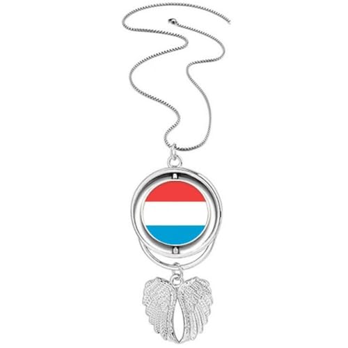 Bijoux Luxembourg drapeau national avec pendentif ailes d'ange rotatif
