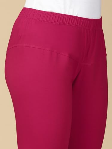 Image of Lux Cozi PYNK Solid Premium Cotton Lycra Churidar Leggings for Women | Regular Fit Elastic Waist Full Length Women Leggings | Free Size