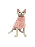 Sphynx Hairless Cat Clothes Solid Soft Faux Fur Sweater Outfit Cute Pullover Autumn Winter Fashion Turtleneck Sphynx Clothes Kitten Cat Apparel (XL（8.8-11lbs）, Light Pink)
