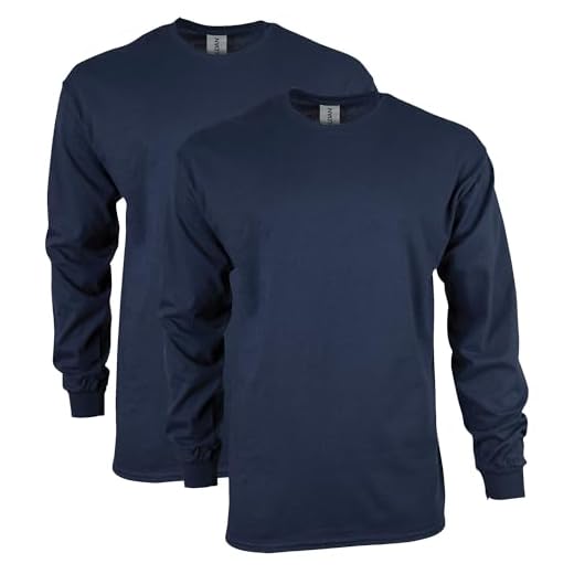 Gildan Men's Ultra Cotton Long Sleeve T-Shirt, Style G2400, Multipack, Navy (2-Pack), Medium