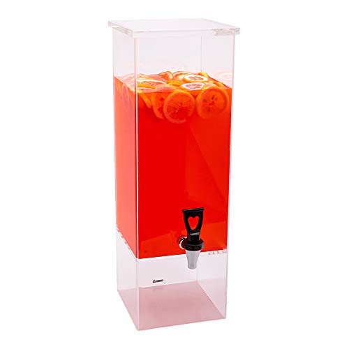 Image of Restaurantware Bev Tek 2 Gallon Beverage Dispenser 1 Square Drink Dispenser For Parties - Clear Geo Base Easy-To-Use Spigot Clear Acrylic Drink Dispenser With Stand Serve Tea Water or Juice