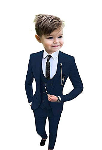 Formal Boys Suits For Wedding 3Pc One Button Blazer Vest Pants Set Flower Boys Tuxedos Pink 3T #TOP6