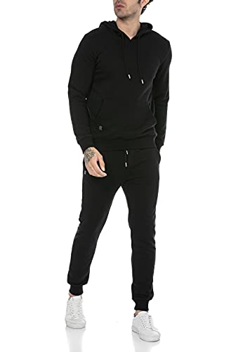 RED BRIDGE Tuta da uomo Pantalone e Felpa con cappuccio Set da jogging Basic Nero S