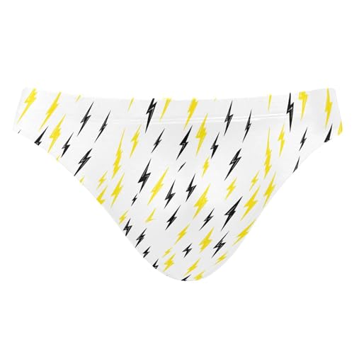 Mens Swim Briefs Black Yellow Lightning Swimwear Bikini Swimsuit XL B0404854