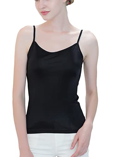 Image of METWAY Womens Silk Camisole /Spaghetti Strap Mulberry Silk Cami Tops /Stretchable Real Knit Silk Tank Undershirt for Layerling