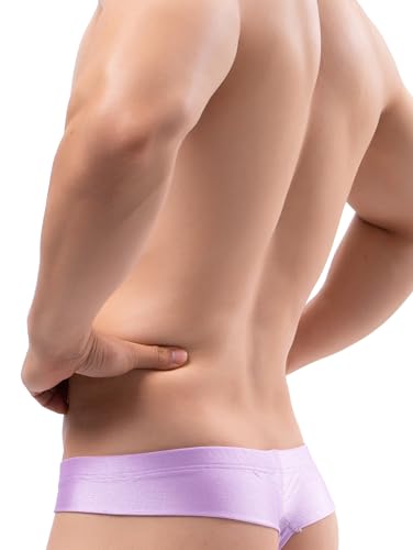 iKingsky Men's High Stretch Cheeky Thongs Silky Mini Cheek Underwear Sexy Low Rise Bulge Under Panties for Men2