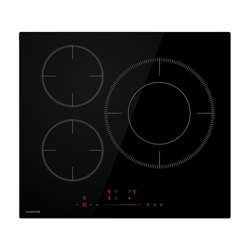Klarstein Delicatessa Paella Placa Inducción - 3 Zonas, 8.1Kw Con Boost, Control Deslizante, Temporizador & Bloqueo Infantil, Cristal Vtc, 60Cm, Ideal Para Paelleras