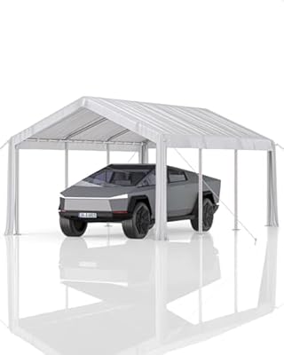 IDEALHOUSE 13'x20' Heavy Duty Carport Canopy - Reinforced Frame Portable Garage for Full-Size Pickup Trucks, Bass Boats & Large Equipment (White)