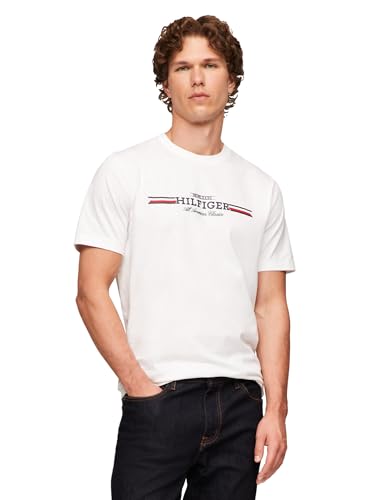 T-Shirt Tommy Hilfiger Homme Central Stripe en Coton Anti-Déformation et Respirant