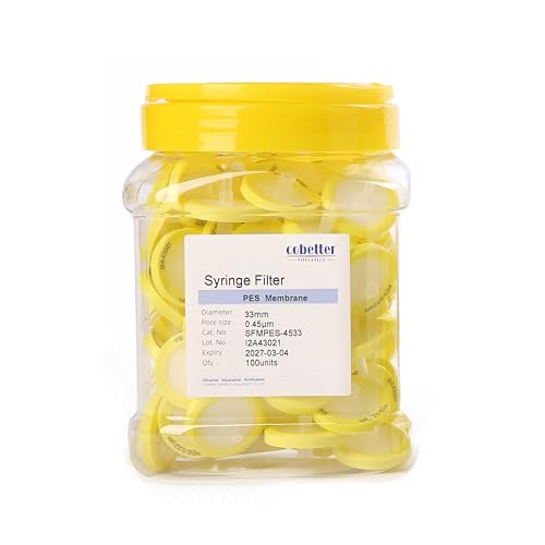 Image of PES Syringe Filter, 0.45μm 33mm, Hydrophilic, Non-sterile, PK of 1000 | Syringe Lab Filters, Hydrophilic PES, Female Luer lock & Male Luer Slip, for Aqueous & Mild Organic Solutions
