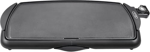 bella Plancha Eléctrica de Cerámica de Titanio Antiadherente, Gran Superficie de Cocción Sumergible y Bandeja Grasa Extraíble, Temperatura Regulable, Sin PTFE y PFOA, 27cm x 51cm, Negro