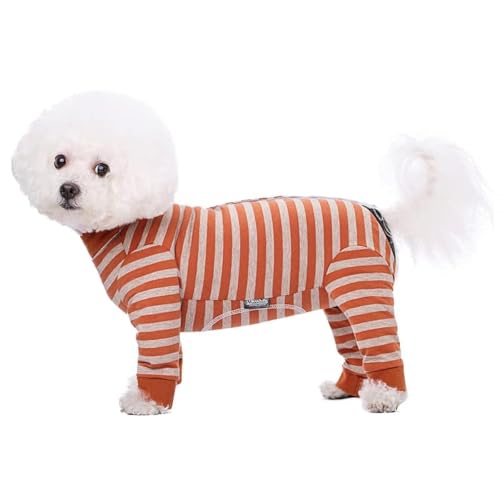 Image of Dog Surgery Recovery Suit for Small Dogs, 4-Legged Dog Onesie After Surgery with Back Snaps, Breathable Cotton Spay and Neuter Bodysuit for Female and Male Dogs