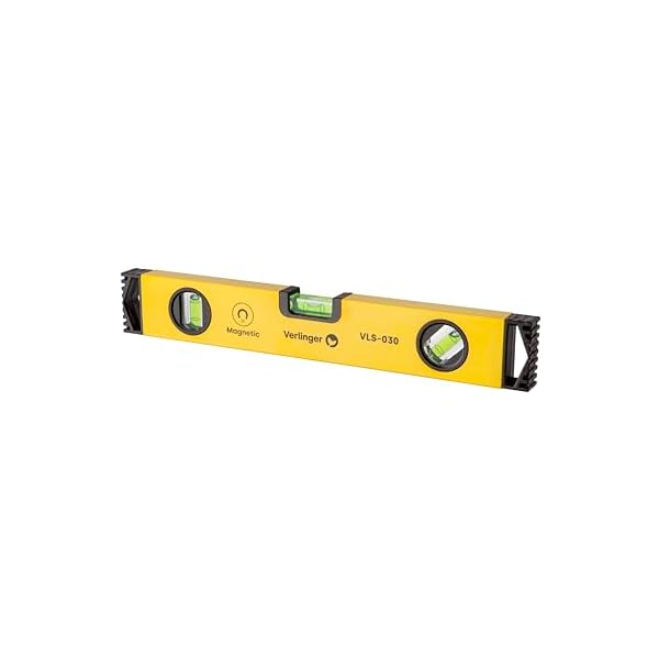 VERLINGER Wasserwaage Aluminium Magnetisch Mit 2 Magneten Und 3 Libellen 30 CM Gelb