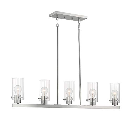 Image of Nuvo 60 /7176 Sommerset 5-Light Pendant Fixture with Clear Glass - Brushed Nickel Finish