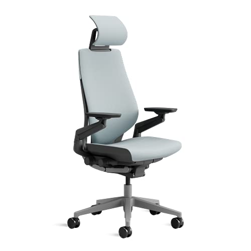 Image of Steelcase Gesture Ergonomic Office Chair with 360 Armrests, 3D Live Back Lumbar Support, Adjustable Headrest Storm Horizon, 66 x 62.5 x 107 cm