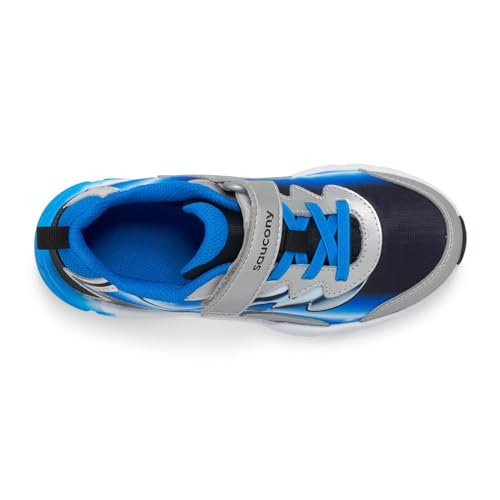Saucony Flash Alternative Closure 3.0 Flexible, Black/Blue/Chrome, 5 Wide US Unisex Little_Kid2