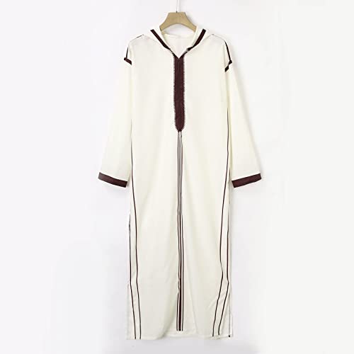Men's Muslim Kaftan Thobe Middle East Islamic Saudi Arabic Robes Long Sleeve Lightweight Clothing Ramadan Dress3