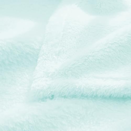 Image of Exclusivo Mezcla Plush Fuzzy Fleece Throw Blanket, Super Soft, Fluffy and Warm Blankets for Couch, Bed, All Season (Mint Green, 40x50 inches)