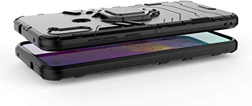 Image of SHINESTAR Samsung m11 case | Dual Layer Hybrid Armor Shockproof with Ring Grip Kickstand case Cover for Samsung Galaxy m11 - (Black) - Black