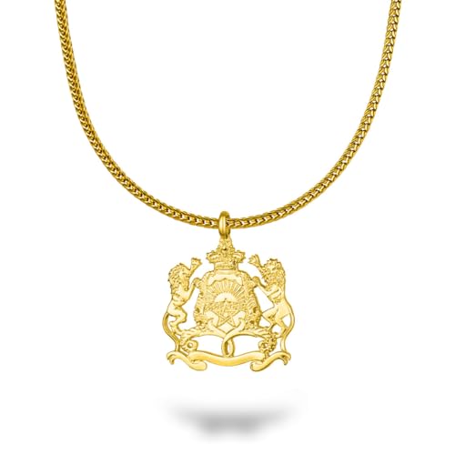 d'origine Collar con escudo de Marruecos, cadena de la bandera marroquí, cadena marroquí, joyería marroquí para hombre, Latón