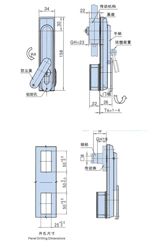 Serrure armoire commande MS840-1 pour sécuriser pile réseau