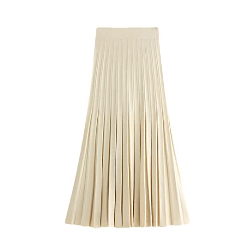 Jupe en tricot pour femme rétro beige à la coupe trapèze exclusive