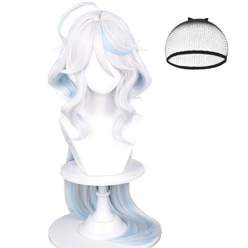 Furina Cosplay Wig White Mixed Blue Wig Focalors Fontaine