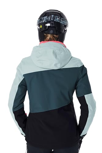 killtec Damen Skijacke/Funktionsjacke mit abzippbarer Kapuze und Schneefang KSW 67 WMN SKI JCKT, hellpetrol, 44, 41961-000
