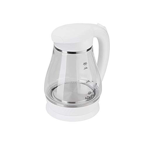 Adler 1,7L vit glas vattenkokare 2000W - AD 1274