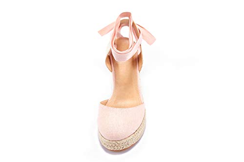 Image of FISACE Womens Summer Espadrille Heel Platform Wedge Sandals Ankle Buckle Strap Closed Toe Shoes