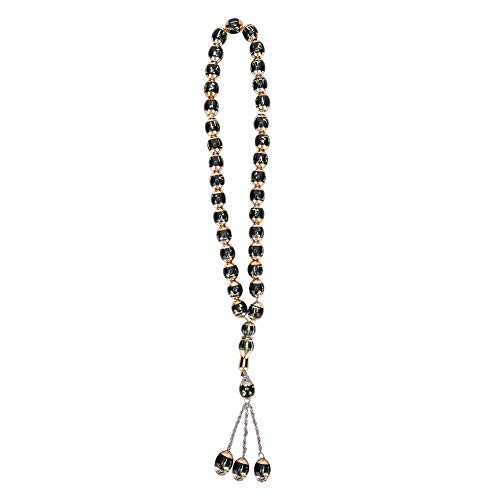 Jenngaoo 33 Cuentas de Oración Musulmanas, Resina Redonda Unisex Collar Tibetano Rosario Budista Suministros de Adoración Accesorio (Negro) Cover