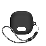 Protective Case Compatible with Soundcore Anker Liberty 4 NC and Charging Case Cover - Scratchproof, 360-Degree Shock Absorbing, Waterproof, and Drop-Proof with a Lanyard (Black+Black Hanging Rope)