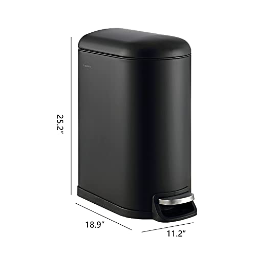 happimess HPM1010B Roland 10.6-Gallon Step-Open Trash Can with Soft-Close Lid, Modern, Minimalistic, Fingerprint Proof for Home, Kitchen, Laundry Room, Office, Bedroom, Bathroom, Black by happimess - Used condition - Image 4
