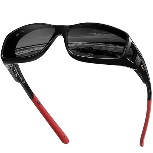 DUCO Fit Over Sunglasses for Men and Women Polarized UV400 Protection Wrap Around Driving Oversized Shades DC8968