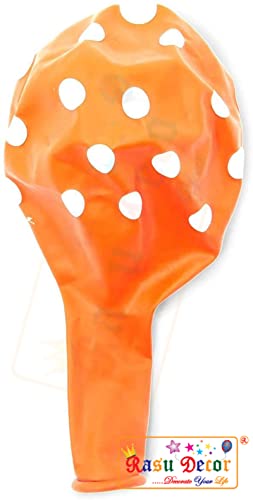 Image of RasuDecor 20 Pieces 12 inch Polka Dot Latex Balloon Orange and White Dot Colorful Balloons, 12 Inch Latex Polka Dots Balloons for Kids Women Men Birthday Easter Engagement Wedding, Halloween Party Supplies Decor #RasuImpex (20Pcs 12 inchPolkaDotOrangeWhite)