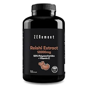Reishi 12000 mg met Vitamine C, 180 Capsules | 50% Polysachariden | Energiegevend en Antioxidant | Veganistisch, geen…